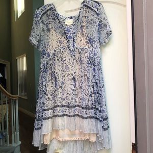 Anthropologie Maeve blue and white dress